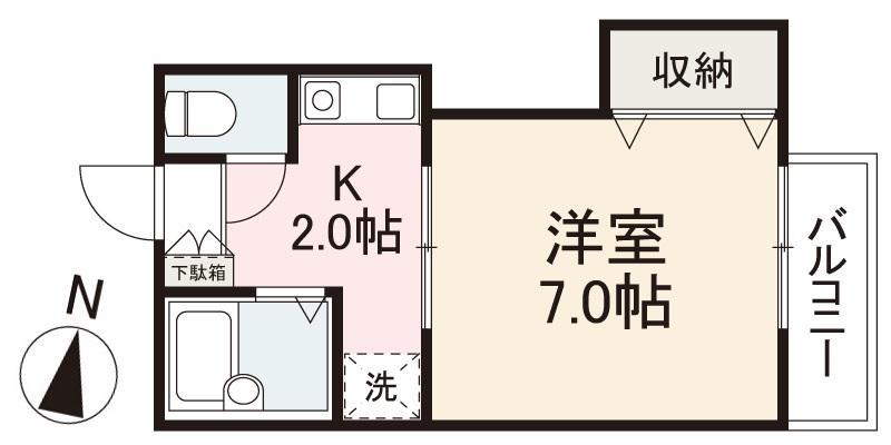 リバティハイツ(1K/2階)の間取り写真