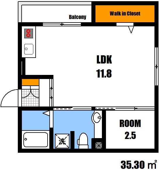 ヴィラージュ A棟(1LDK/2階)の間取り写真