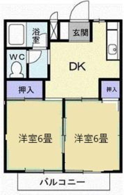 シティハイツ若葉(2DK/1階)の間取り写真