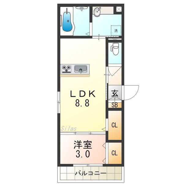 PLAISIR LA LUMIEREPURE(1LDK/1階)の間取り写真