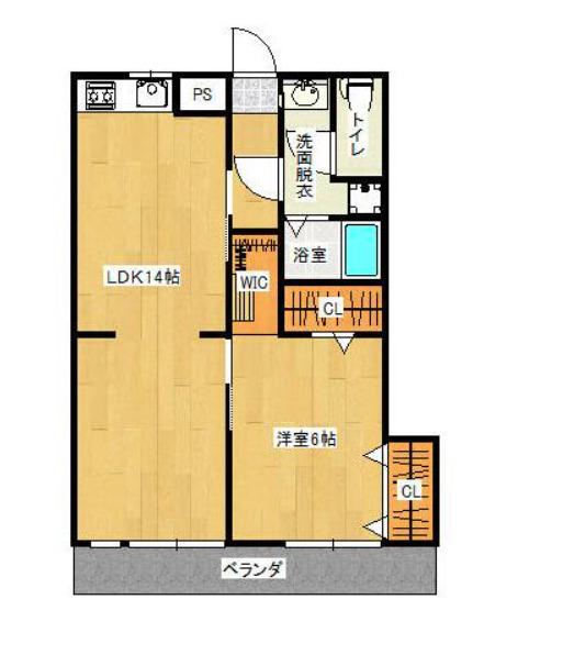 シャロム大善寺(1LDK/2階)の間取り写真