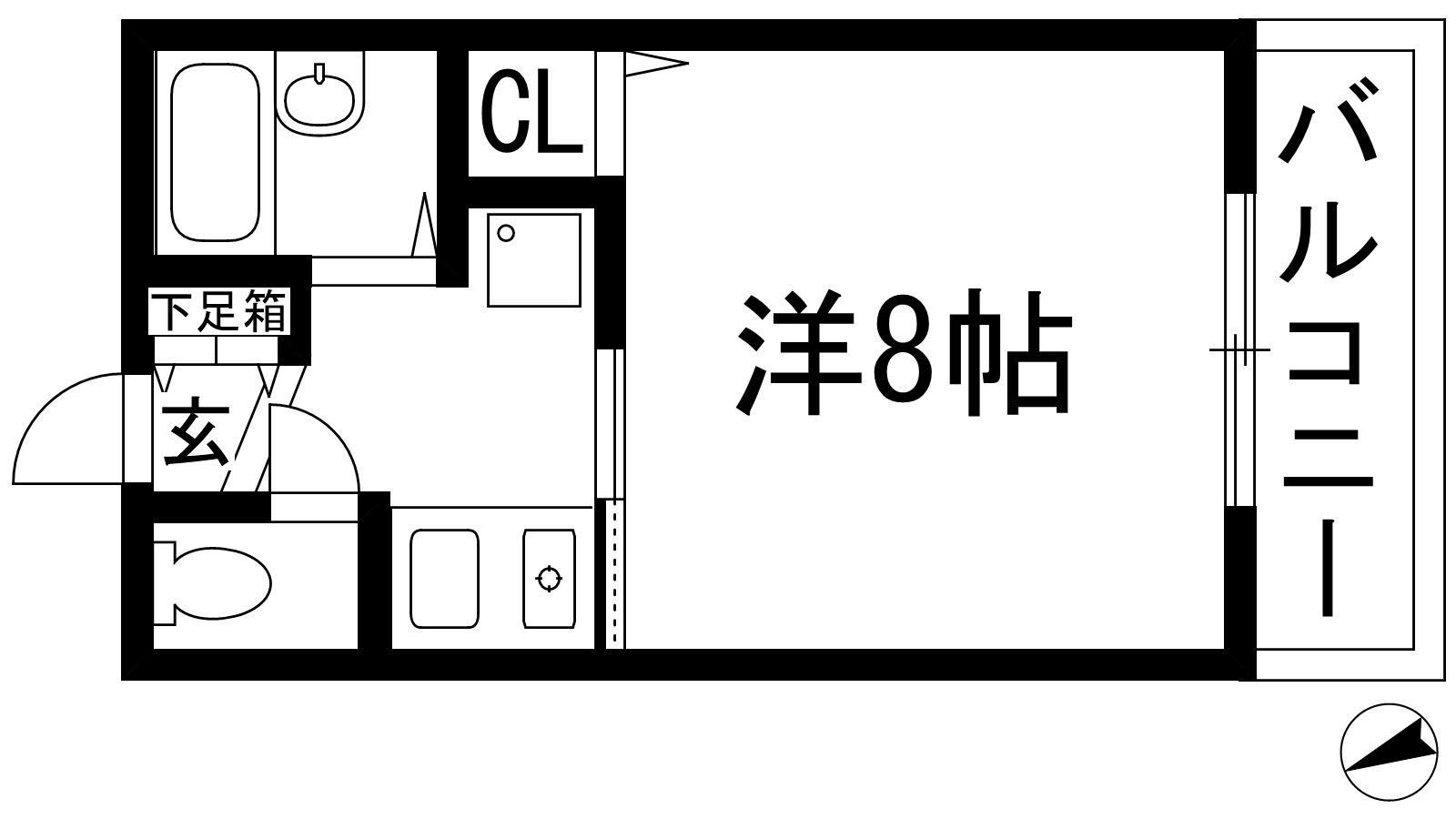 ハイツ山之内(1K/2階)の間取り写真