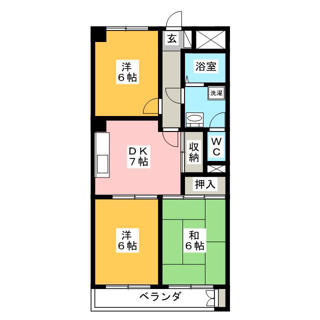 SALLE DE SEJOUR(3DK/1階)の間取り写真
