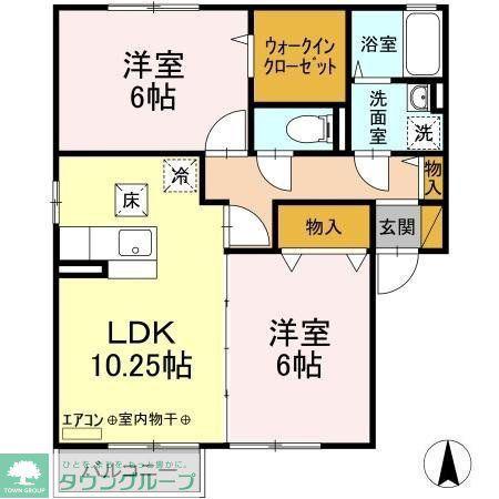 クレストパークA棟(2LDK/1階)の間取り写真