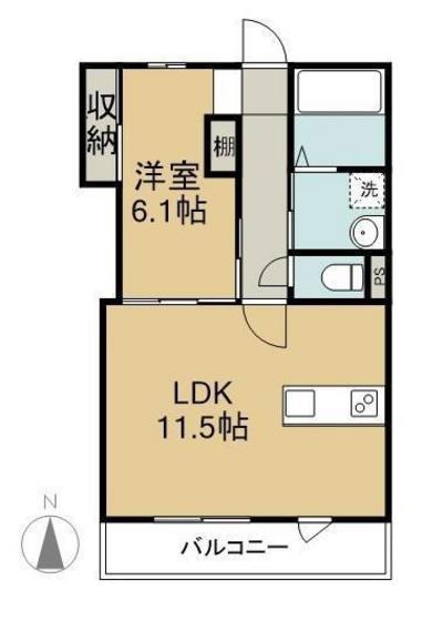 イデアーレ中庄A(1LDK/2階)の間取り写真