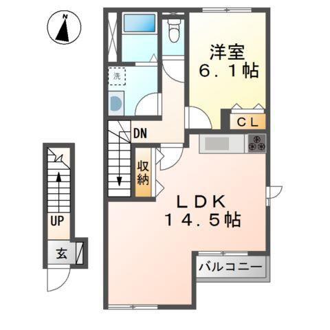 シャルム下井沢(1LDK/2階)の間取り写真