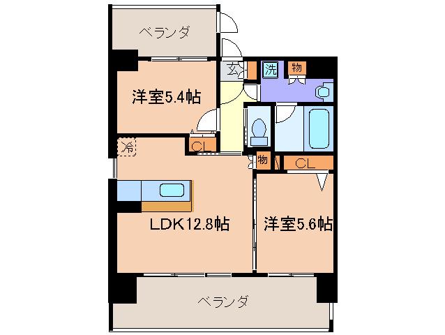 クリムゾン吉塚(2LDK/8階)の間取り写真