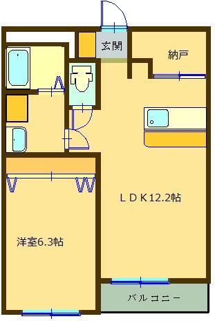 ジョイントリバーあもり(1LDK/3階)の間取り写真