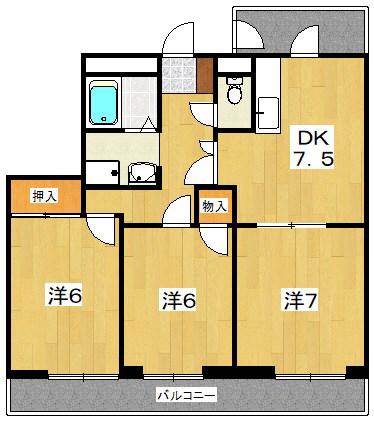 MAISON DE RHODEA(3DK/3階)の間取り写真
