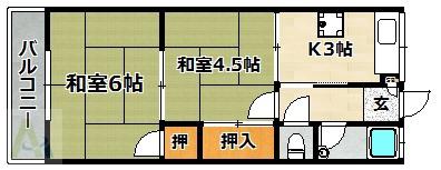 第一梅花荘(2K/2階)の間取り写真