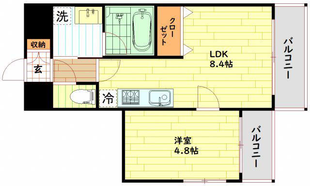 プレジオ都島(1LDK/9階)の間取り写真