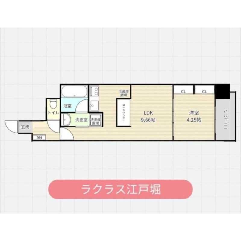 ラクラス江戸堀(1LDK/6階)の間取り写真