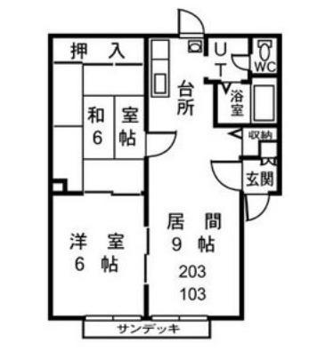 アーバンライフ山の手(2LDK/1階)の間取り写真