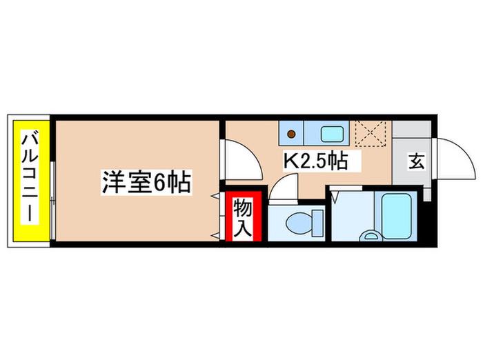 ルック西生田B(1K/1階)の間取り写真
