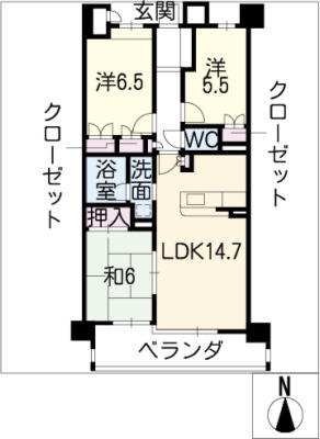 ALATO白壁東(3LDK/1階)の間取り写真