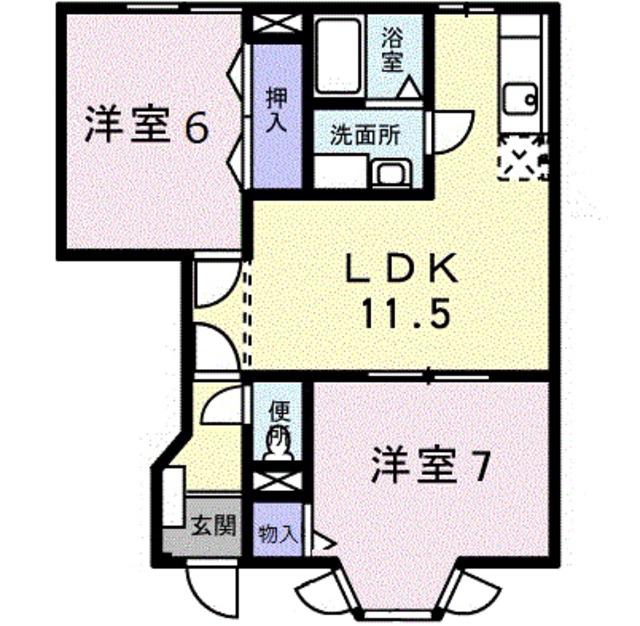 コートド-ルA(2LDK/1階)の間取り写真