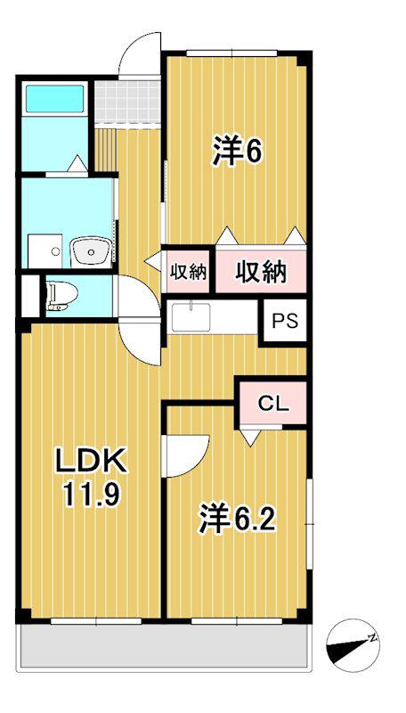 ホリゾーンアウローラ(2LDK/3階)の間取り写真