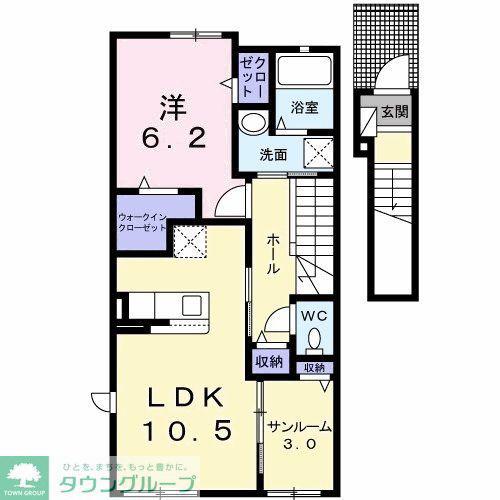 フォックス ゲート M(1LDK/2階)の間取り写真