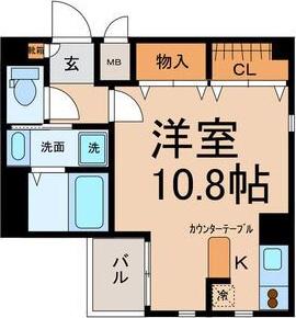 鳥居西アベニュー(ワンルーム/3階)の間取り写真