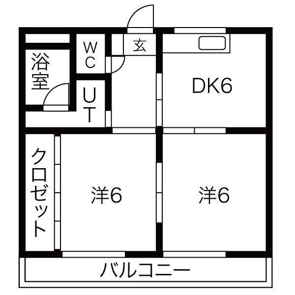 辻ハイム(2DK/3階)の間取り写真