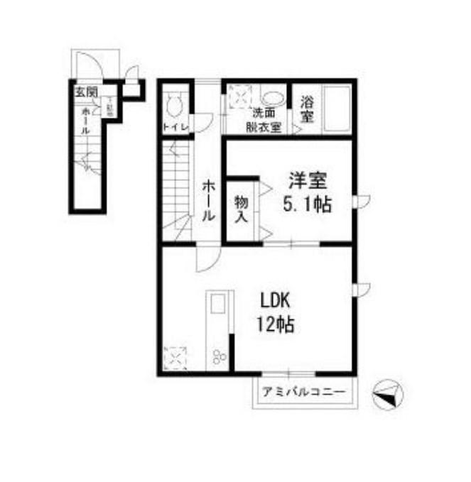 フェリーチェ子安(1LDK/2階)の間取り写真