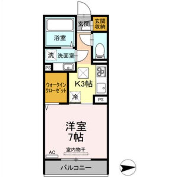 ファグタル(1K/2階)の間取り写真
