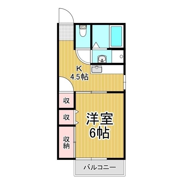 さくら荘(1K/2階)の間取り写真