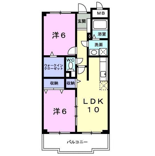 ヒルズ シンシア(2LDK/4階)の間取り写真