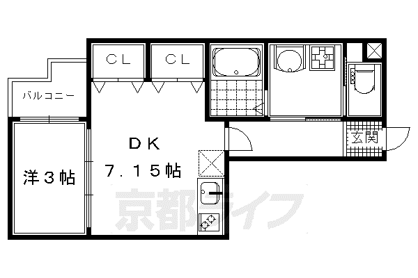 NICO西京極(1DK/2階)の間取り写真