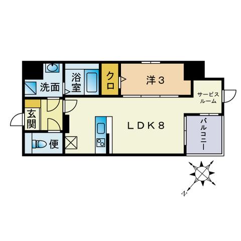 ウェルス古門戸(1SLDK/5階)の間取り写真