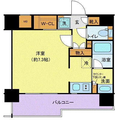 ジェノヴィア水天宮前スカイガーデン(ワンルーム/6階)の間取り写真
