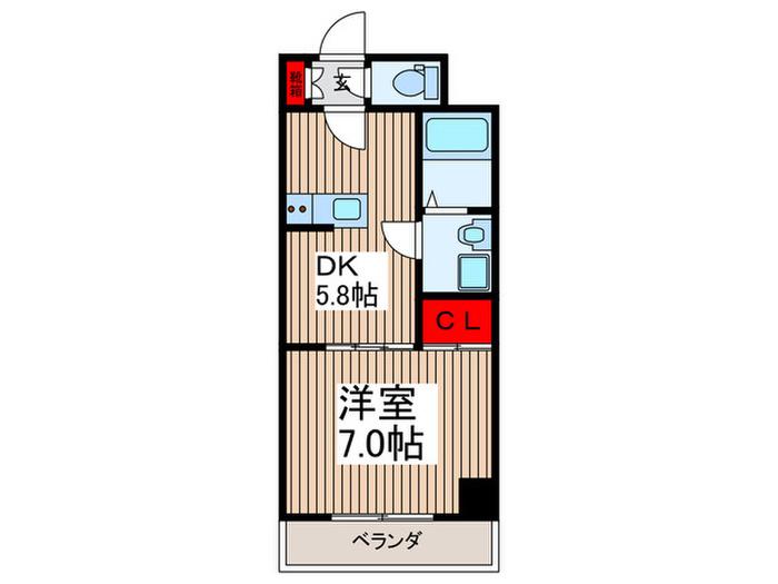 ロゼットIII(1DK/2階)の間取り写真