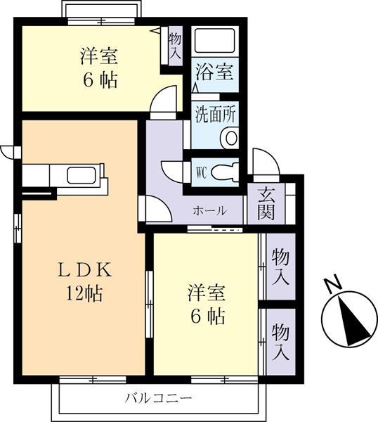 ウェーブハウスD(2LDK/1階)の間取り写真