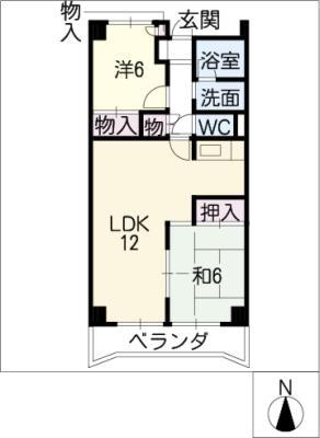 アビタシオン天子田(2LDK/4階)の間取り写真