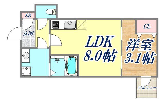 H-MAISON塚本2(1LDK/3階)の間取り写真