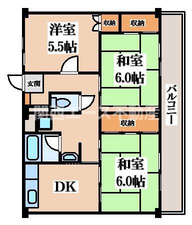 ビレジハウス中村(3DK/2階)の間取り写真