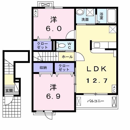 カーサ クォーレ II(2LDK/2階)の間取り写真