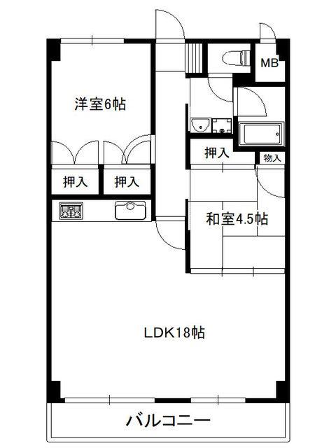 パークヒルズ老司(2LDK/4階)の間取り写真