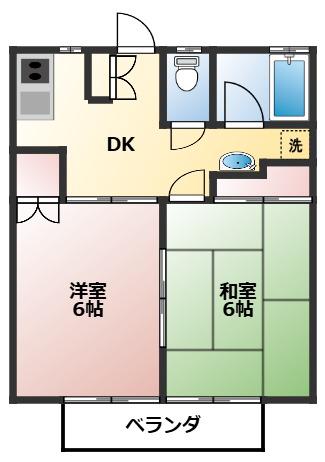 グリーンテラス楠 B棟(2DK/2階)の間取り写真