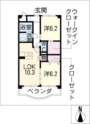 ポラール八橋(2LDK/1階)の間取り写真