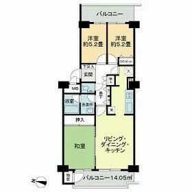 藤和すずかけ台ハイタウン(3LDK/10階)の間取り写真