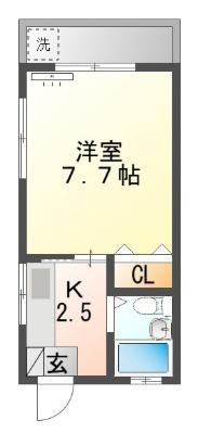 メゾンおろく第3(1K/3階)の間取り写真