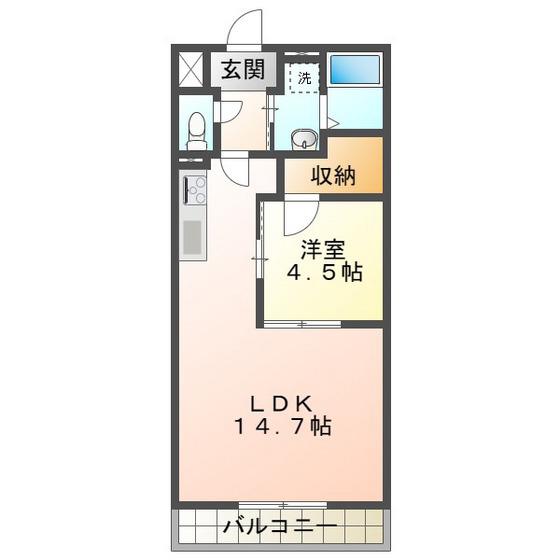 ジアソーレ・やなぎ(1LDK/2階)の間取り写真