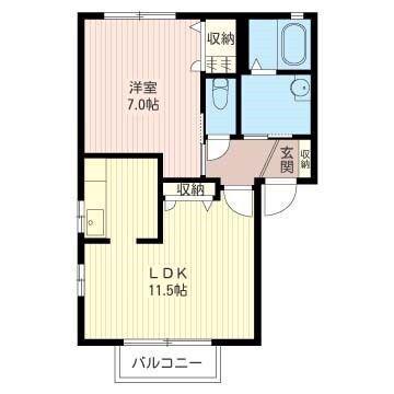 シェリールA(1LDK/1階)の間取り写真