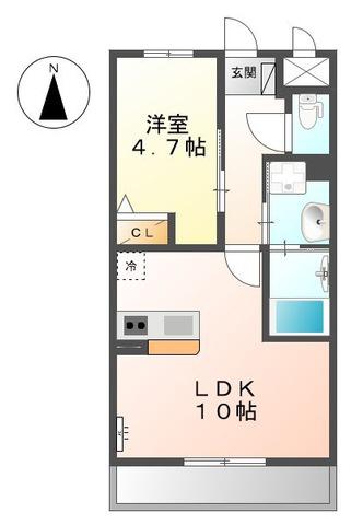 ヴェルデみなみ(1LDK/1階)の間取り写真