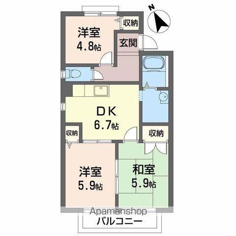 ジンハイツ(3DK/2階)の間取り写真