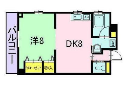 タウンコート常磐町(1DK/6階)の間取り写真