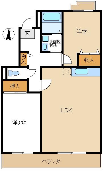 ハッピーヒルズ青木(2LDK/2階)の間取り写真