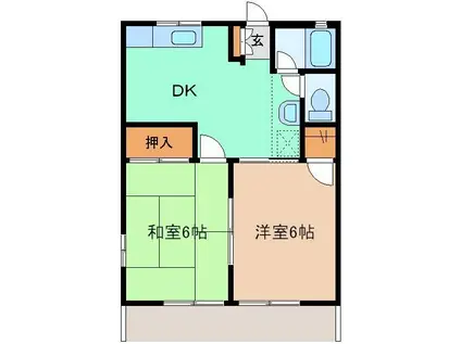 コンフォルターブル(2DK/1階)の間取り写真