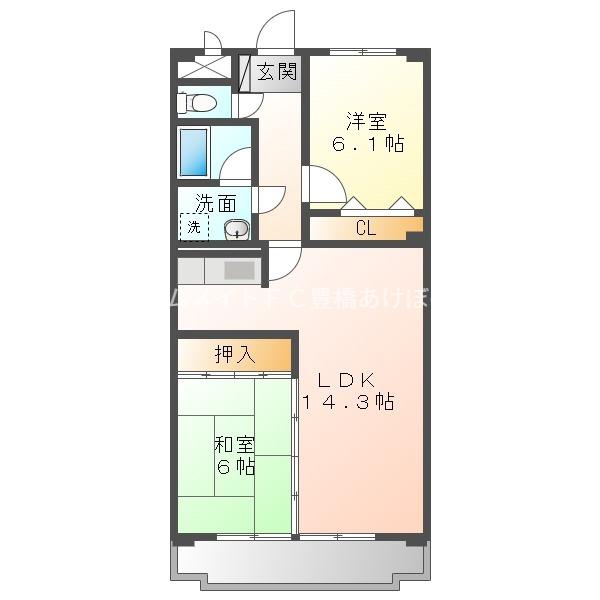NH菰口(2LDK/4階)の間取り写真